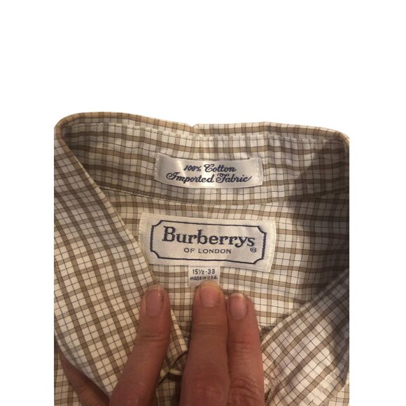 Burberry Plaid Tan Long Sleeve Mens Button Down Shirt size 15 1/2  33 - Picture 5 of 5